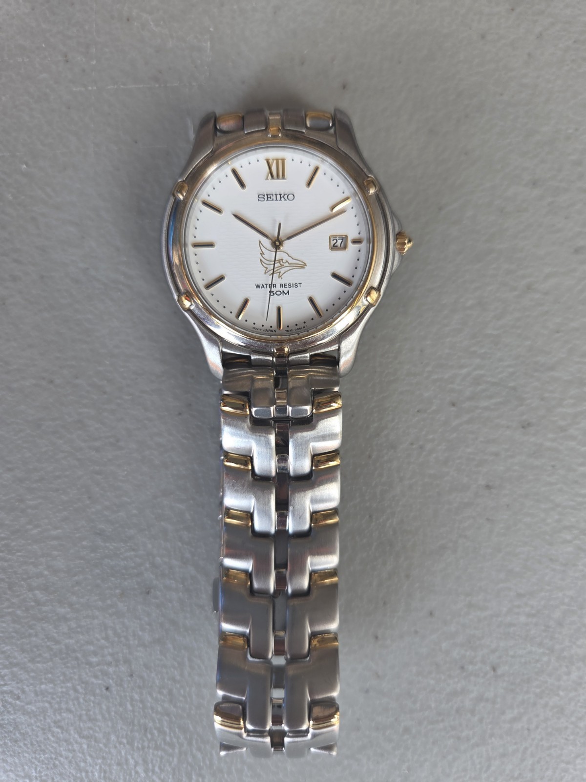 Seiko Two-Tone Watch White Dial Eagle Logo –