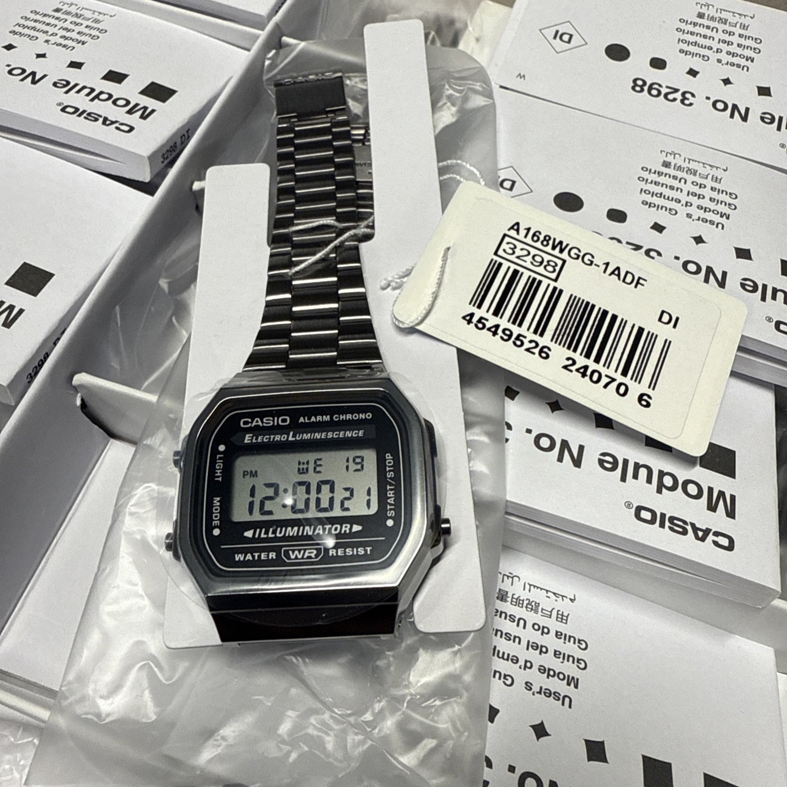 Casio Standard Digital Gray Ion Plated Stainless Steel Band Watch A168WGG-1A