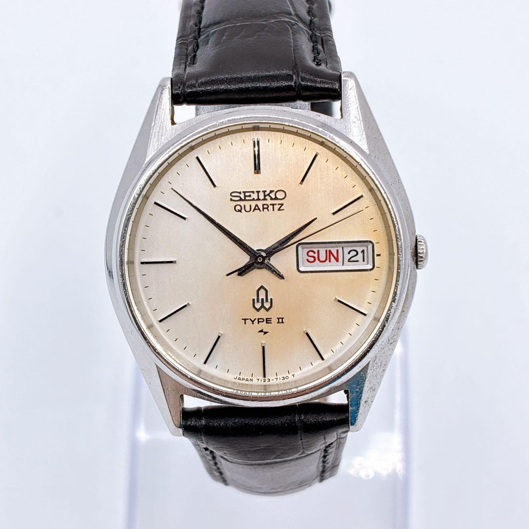 SEIKO Type II 7123-7110 Day-Date Quartz Watch 1980 Working