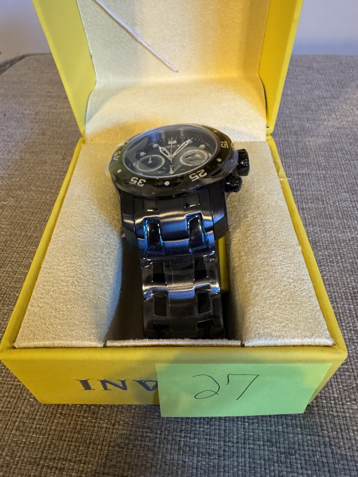 Invicta Pro Diver Tritnite (0076) Chronograph Quartz Black Dial Black Steel 50mm