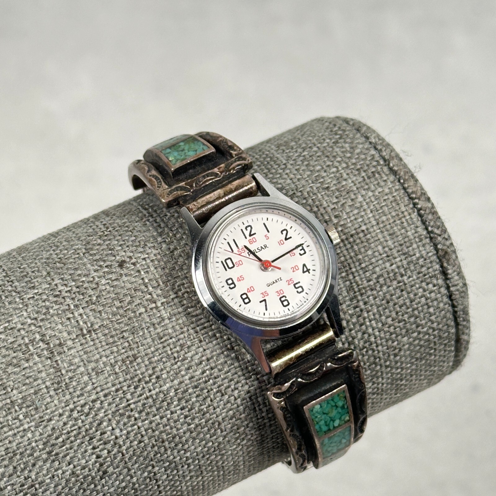 Pulsar Watch Womens 23mm Southwestern Green Stone Watch Tips New Battery