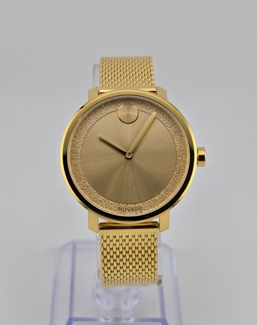 Movado Bold 3600580 Women’s Gold Tone Mesh Bracelet Gold Dial Watch NEW ⌚