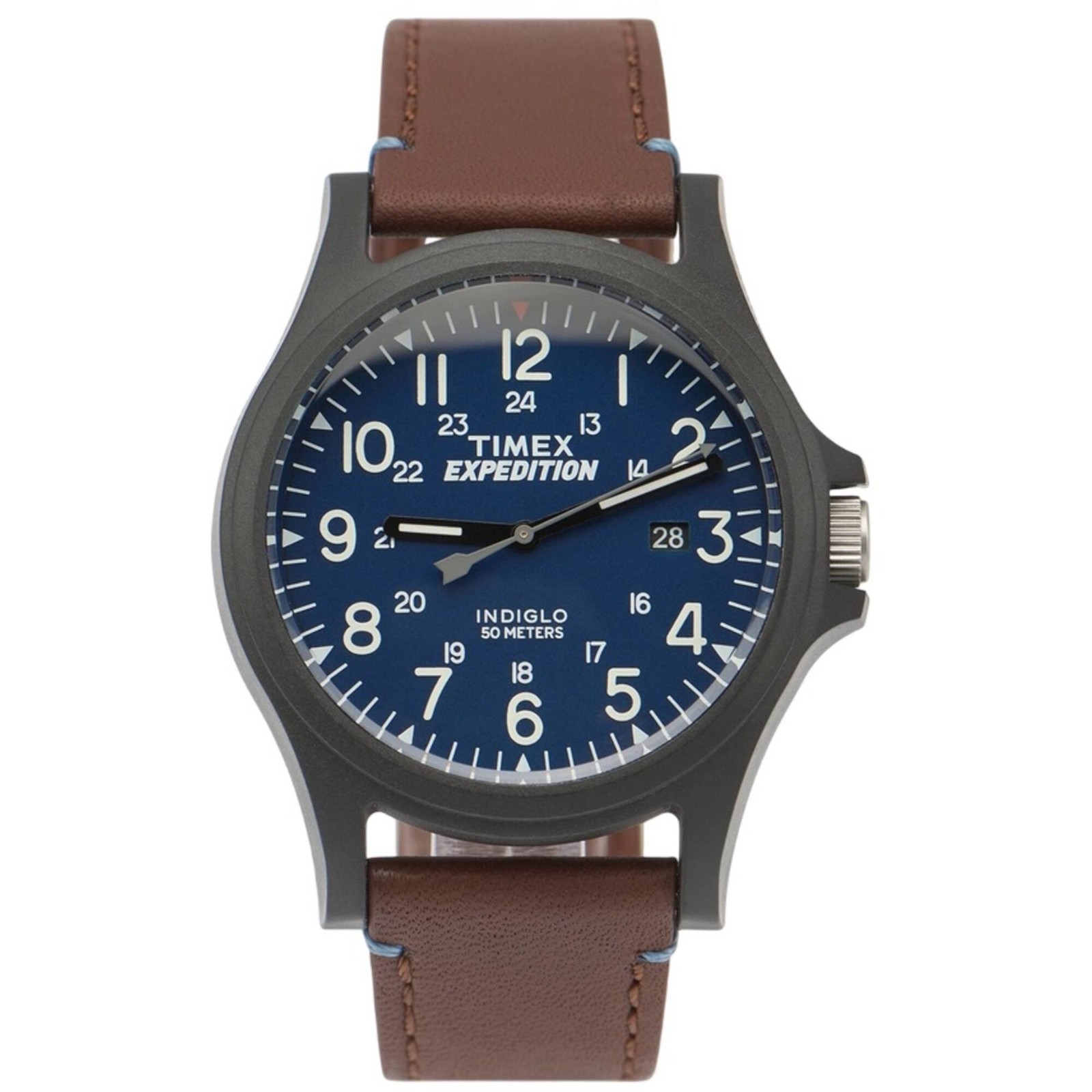 Timex Men’s Watch Expedition Camper Blue Dial Brown Leather Strap TWF3C81809J