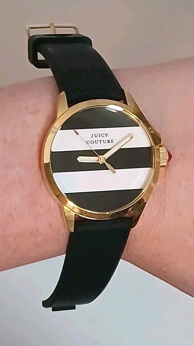 Womens Juicy Couture Jet Setter Black & White Y2K Watch *Needs Battery*