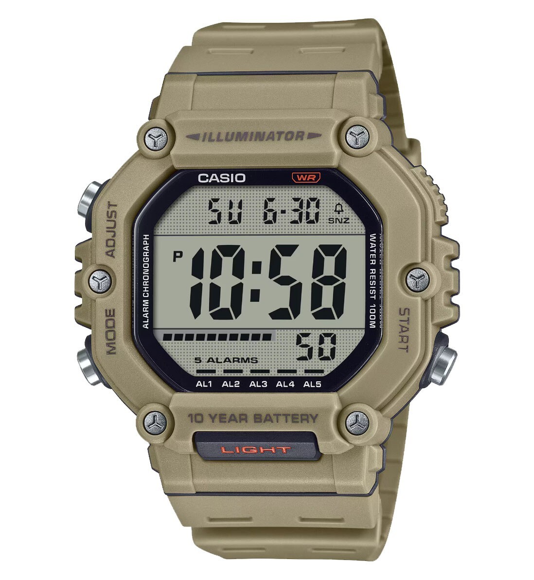 Casio AE-1600H-5A Khaki Digital Heavy Duty Large Easy Read Men’s Sport Watch