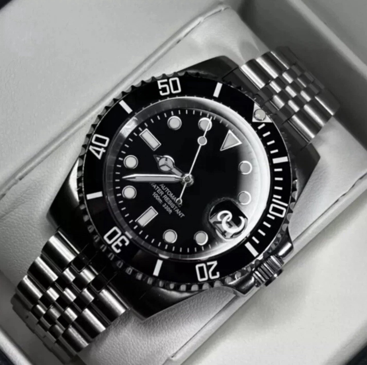 Custom Black 40mm Sub Style Dive Mod Watch Jubilee w/ NH35 Automatic
