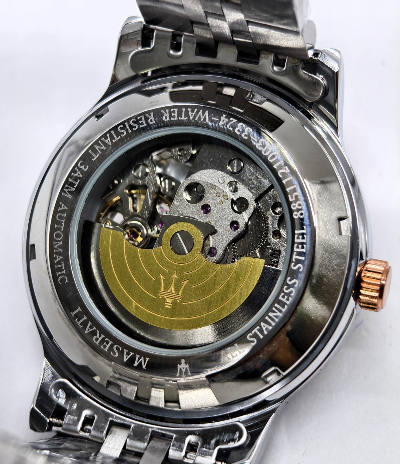 Awesome Maserati Automatic White Dial Dual Tone Band Analog Men’s Wrist Watch