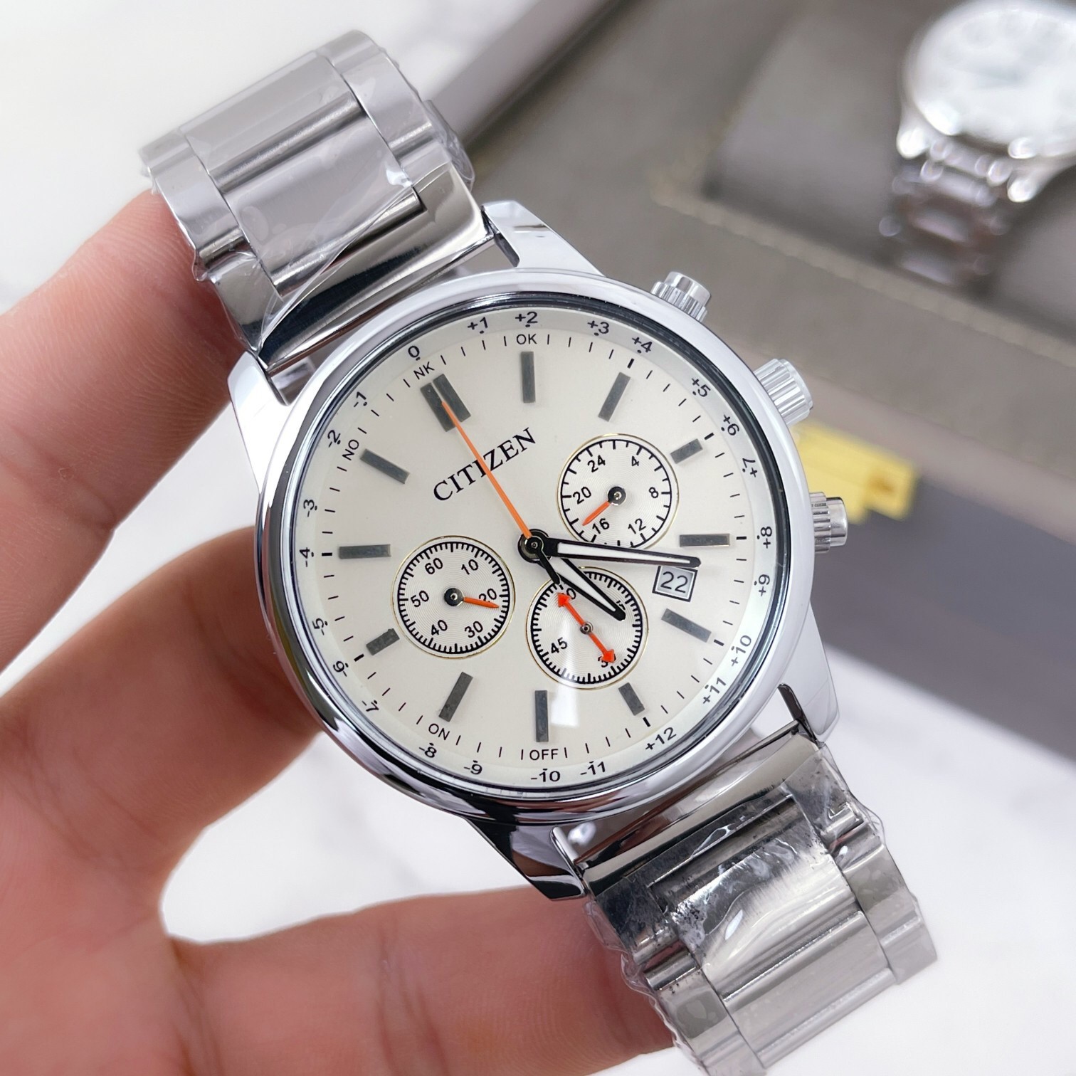 Citizen Eco-Drive H500 White Dial Chronograph 42mm Men’s Watch w/ Box