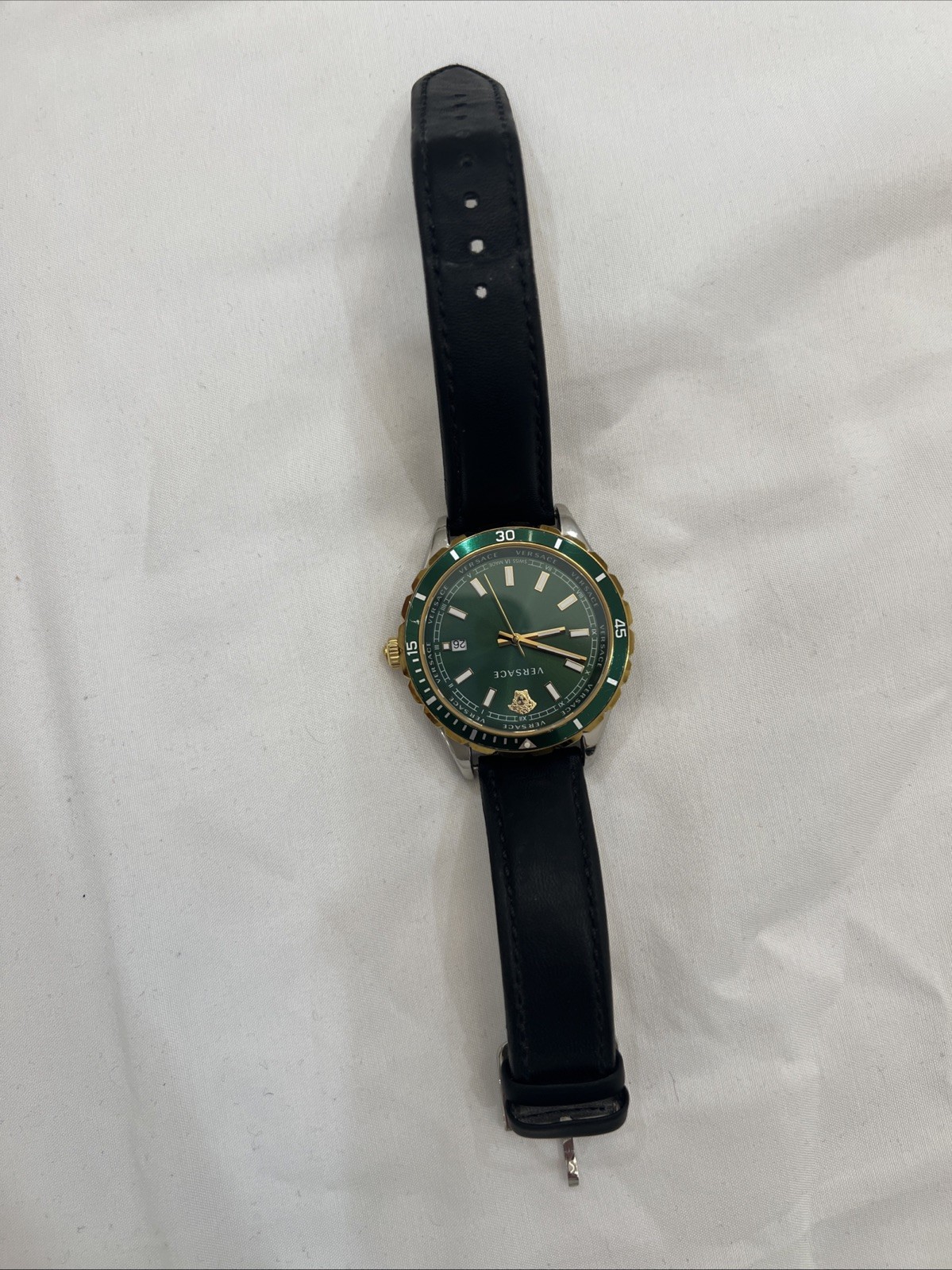 Versace Hellenyium 42mm Steel Green Dial Quartz Men Watch VE3A00322