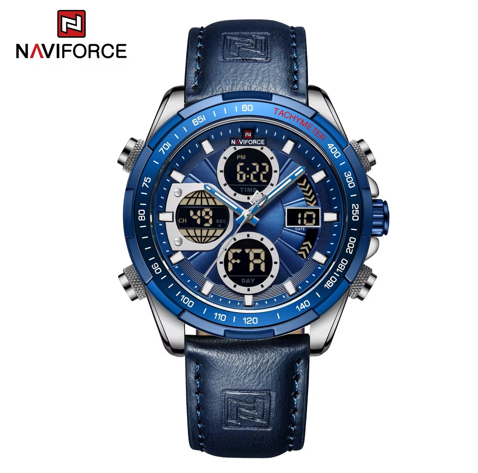 NAVIFORCE LED Men Sport Watches Luxury Brand Dual Time Digital Quartz Wristwatch