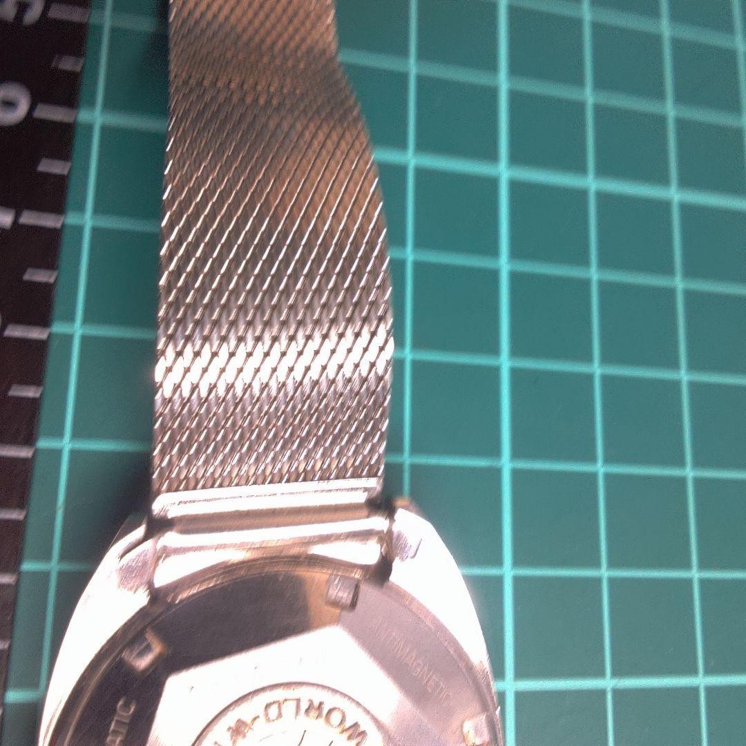 TECHNOS Sky Light Watch Auto Wind Brown Dial Mesh Band Vintage Japan-