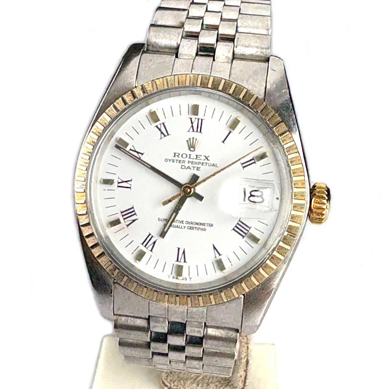 Men’s Rolex Date 34mm Buckley Dial Ref. 1505 Two Tone Watch Head – SS Band- 1979