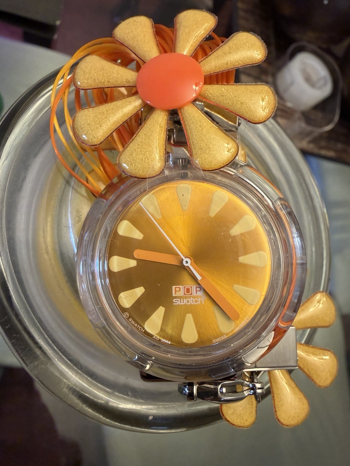 🔥Vintage 2004 POP Swatch “Tournesol” yellow orange daisy rope strap PMK135B