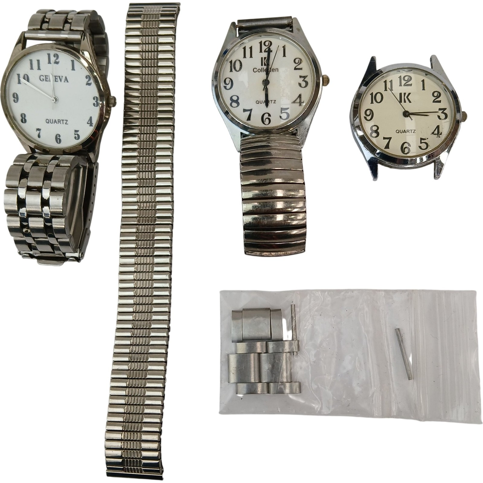 Geneva, Colleiten, IK Quartz Wristwatches with Bracelets and Parts Spares Prelov