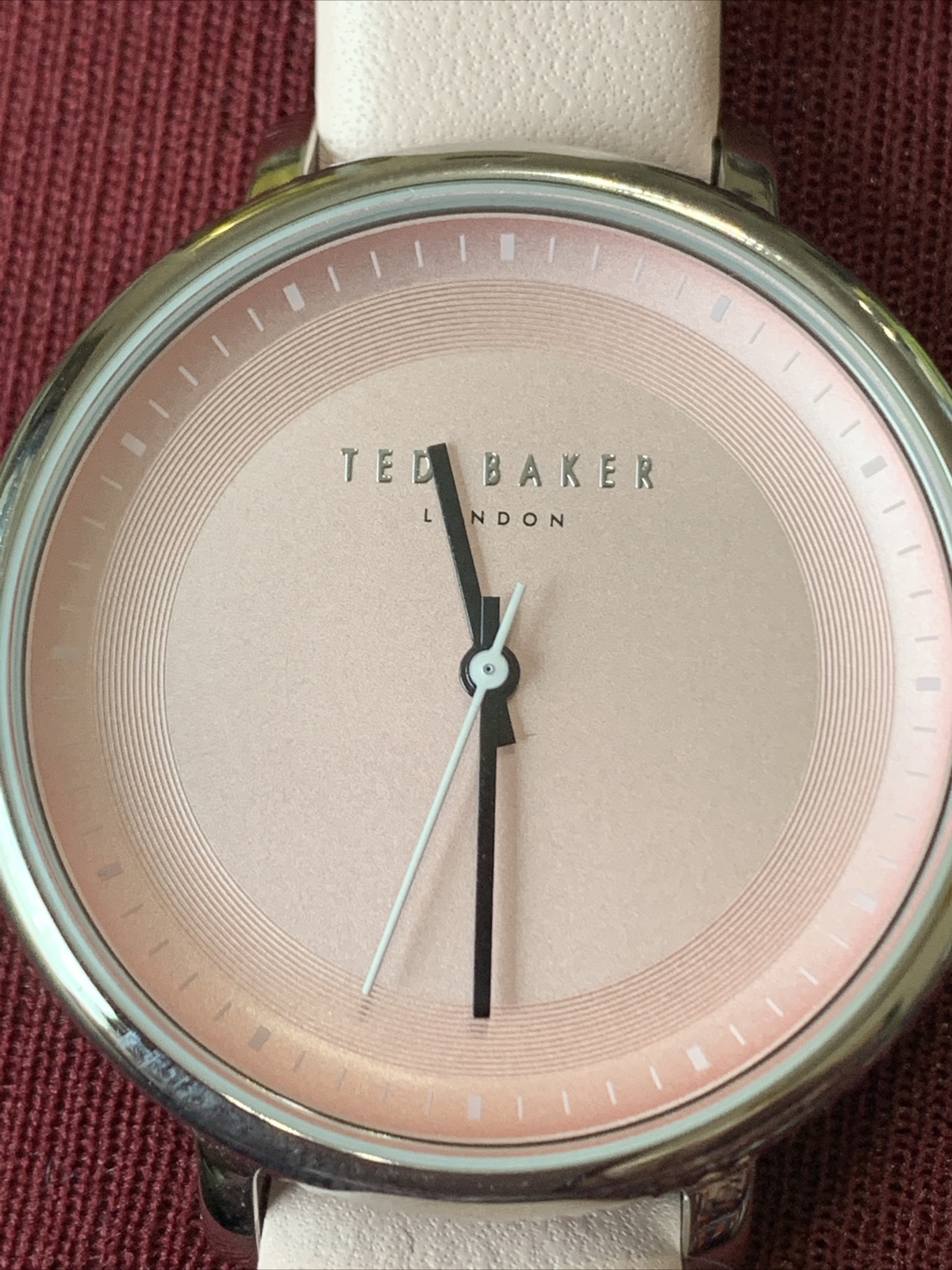 New Ted Baker Ladies Watch Silver Case & PINK Leather Strap Rrp £165 PLAIN FACE