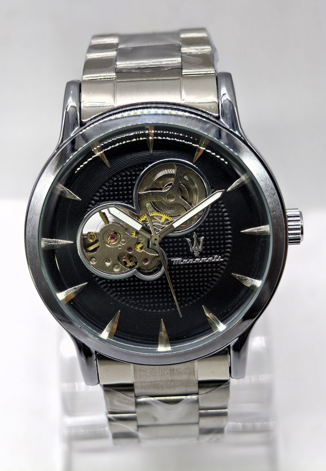 Fantastic Maserati Automatic Black Dial Silver Band Analog Men’s Wrist Watch