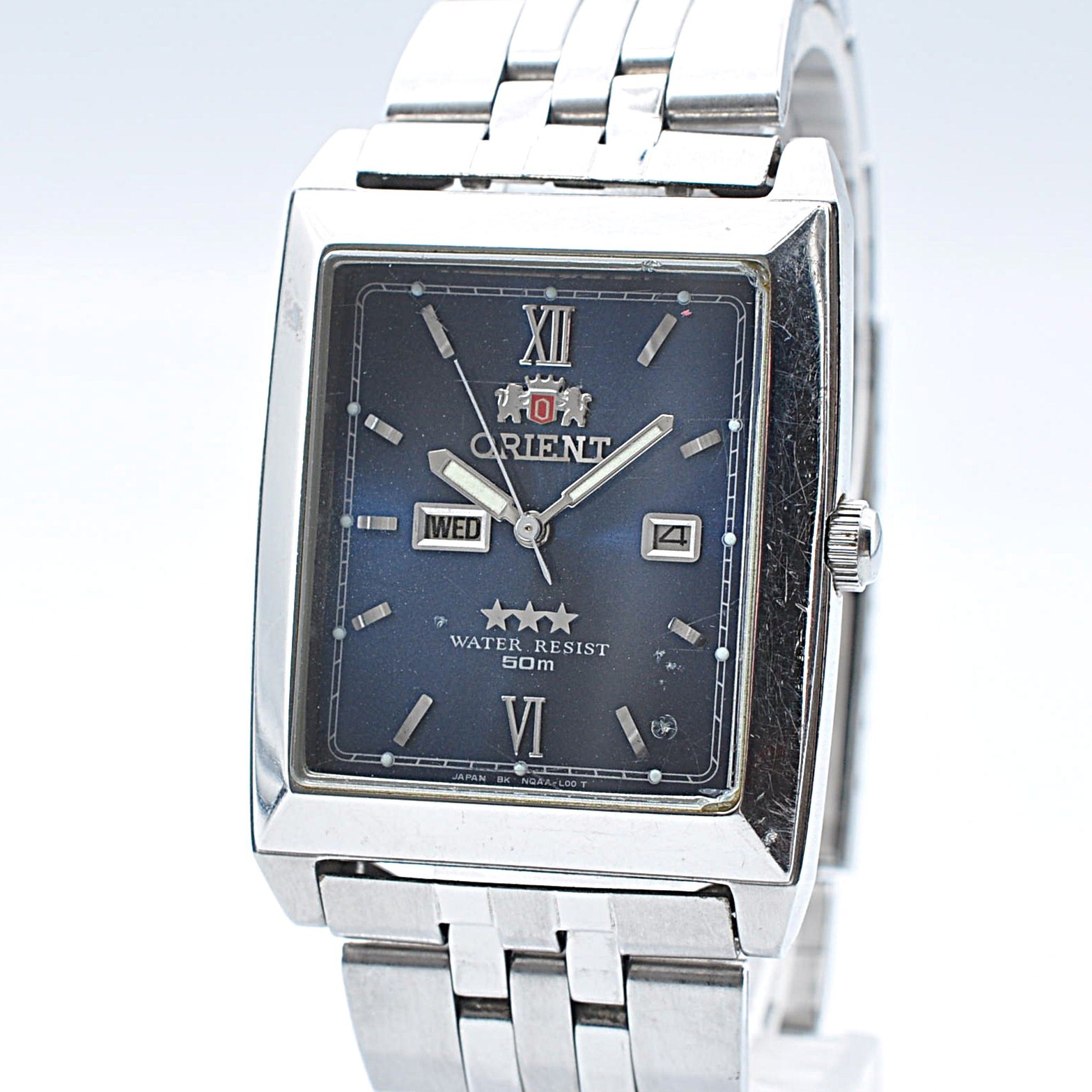 ORIENT NQAA-C0 Three Star AT Automatic Day Date Watch Men’s Square w-1070