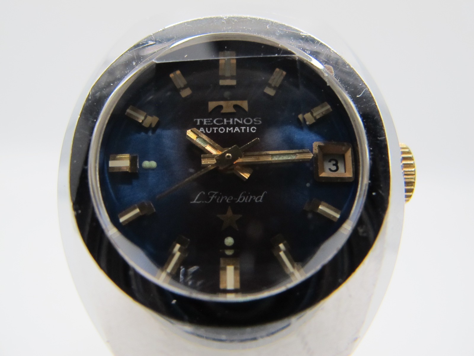 [Exc+3] Technos Firebird Automatic Blue Dial Date Vintage Men’s Watch Japan