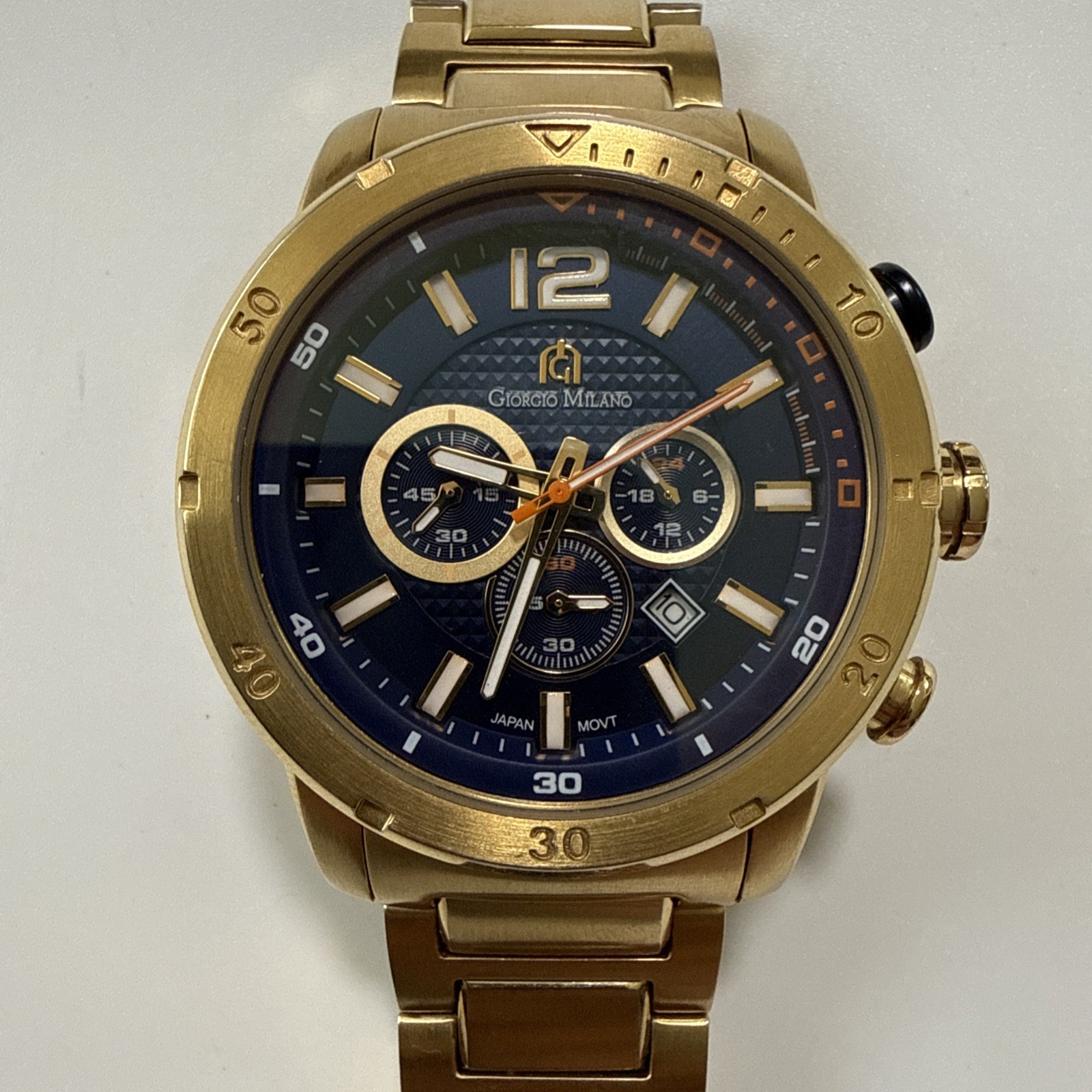 Giorgio Milano Men’s Watch, Gold chronograph, Water Resistance – Missing 2 links