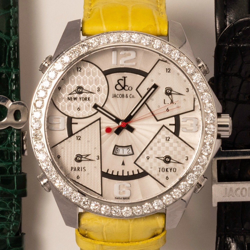 Jacob and Co 5 Timezone D-465739 Nov 2003 w. Multiple Straps and Bezels