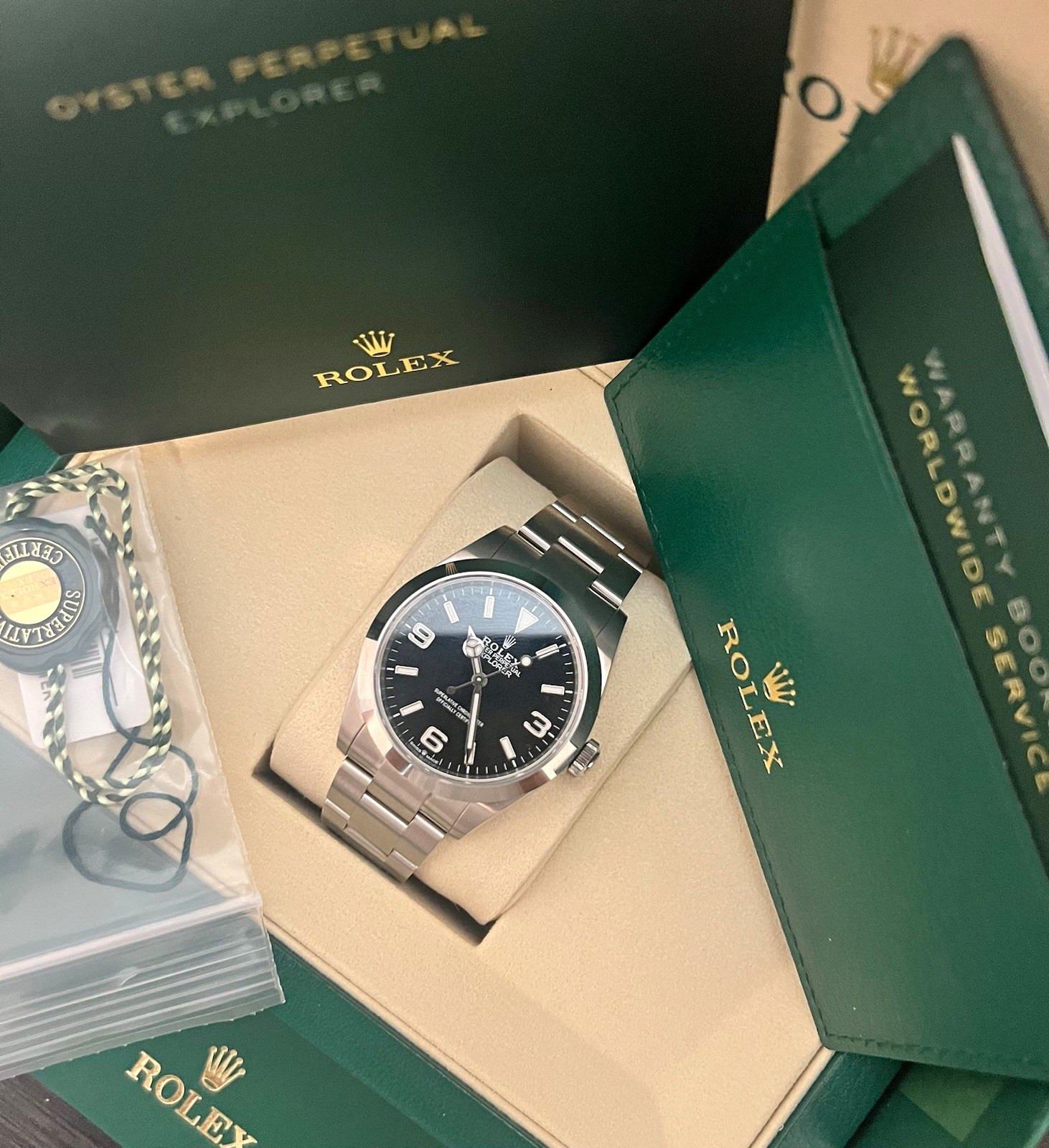 Rolex Explorer 40mm Black Dial Stainless Bracelet Auto Box & Papers