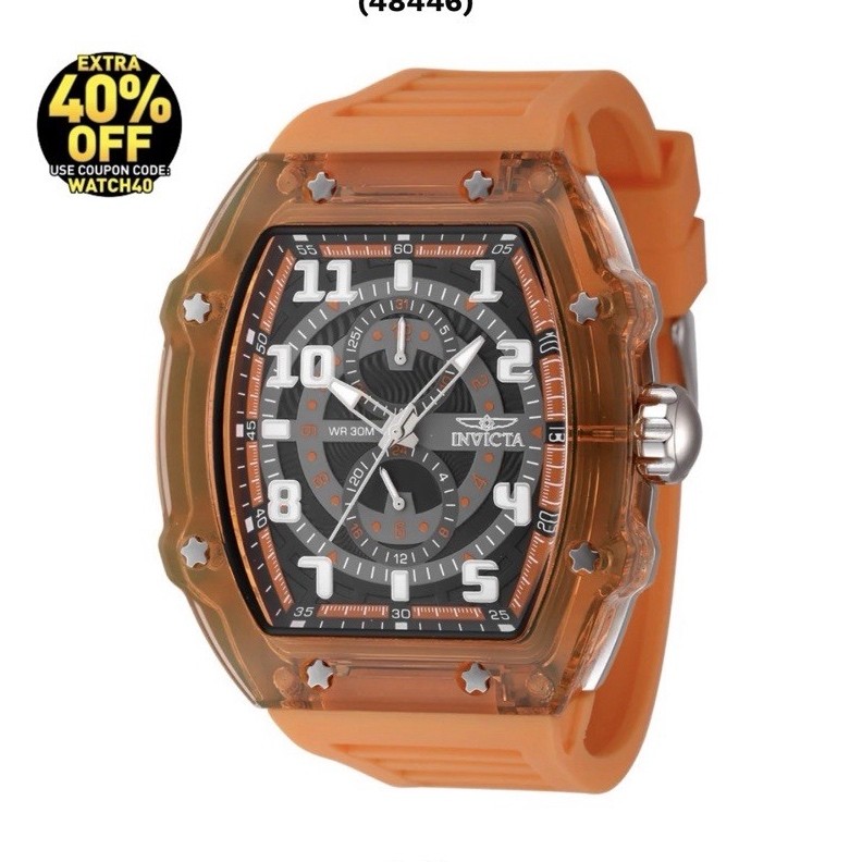 Invicta Racing Cyclone Men’s 48.5mm Quartz Analog Chronograph Orange SiliconeNew