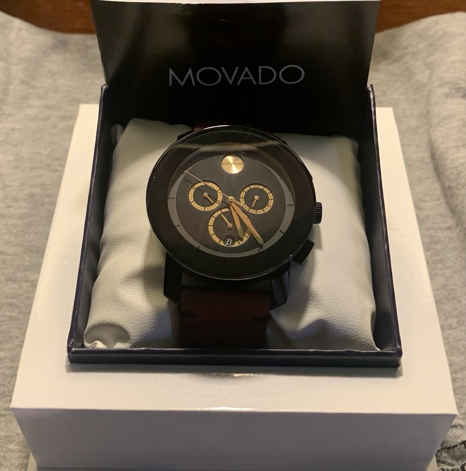 Movado Bold Men’s Chronograph Model #17016961 New In Box Needs Battery