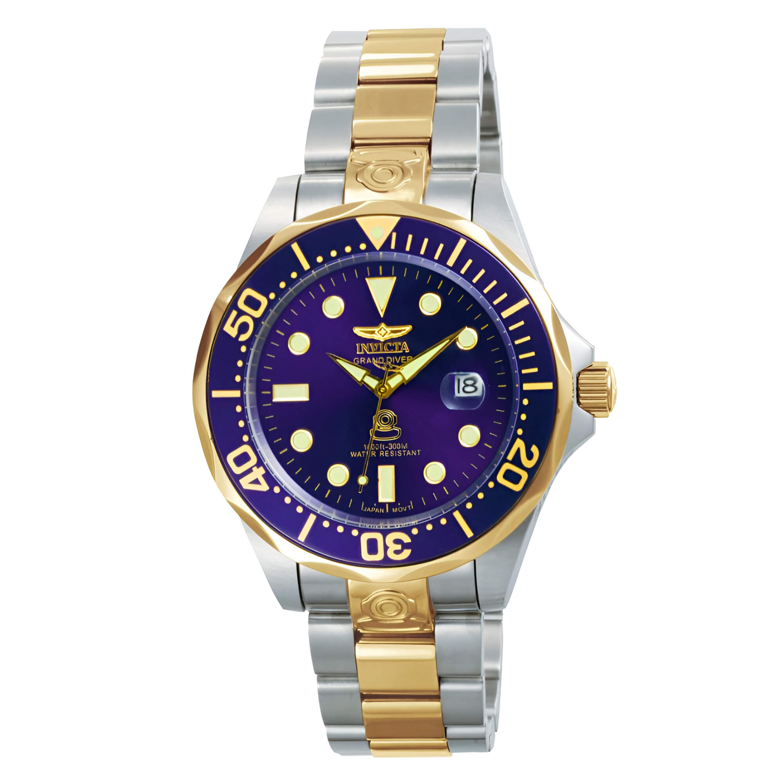 Invicta Men’s Watch Pro Diver Dive Blue Dial Two Tone Yellow Gold Bracelet 3049