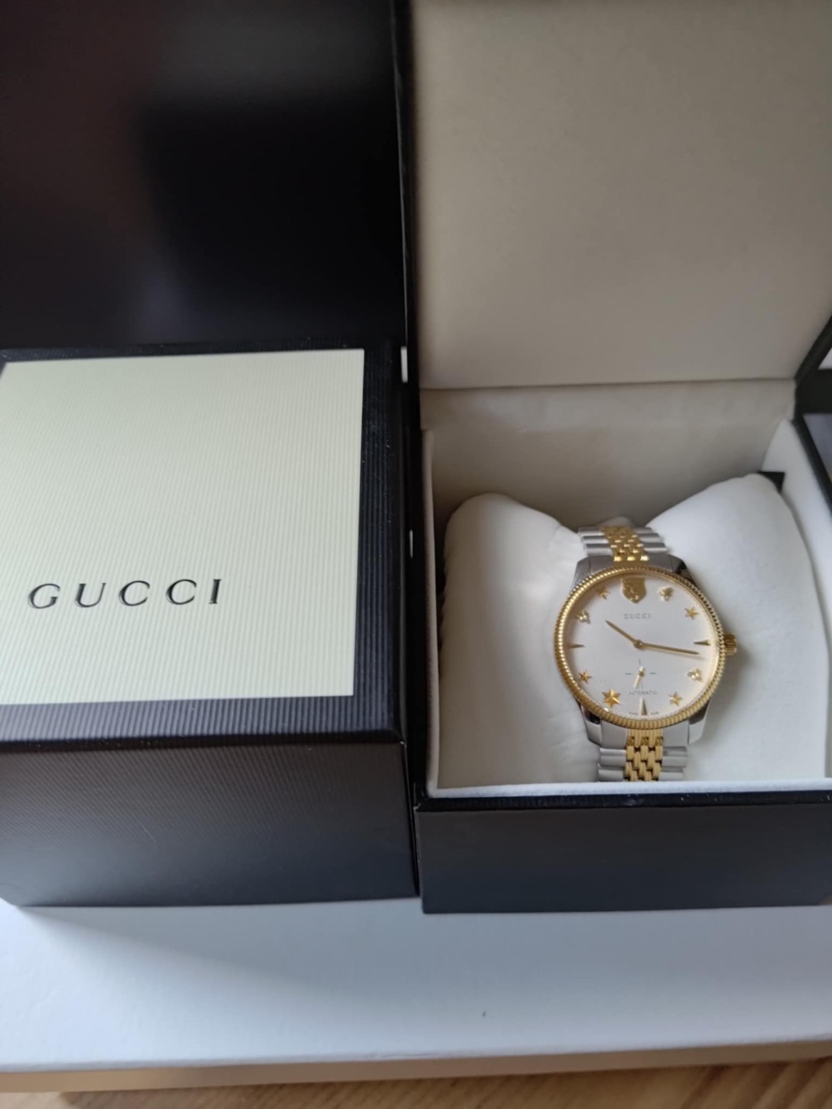 Gucci G-Timeless Automatic 40mm Two Tone Silver/Gold Bracelet Watch YA126356