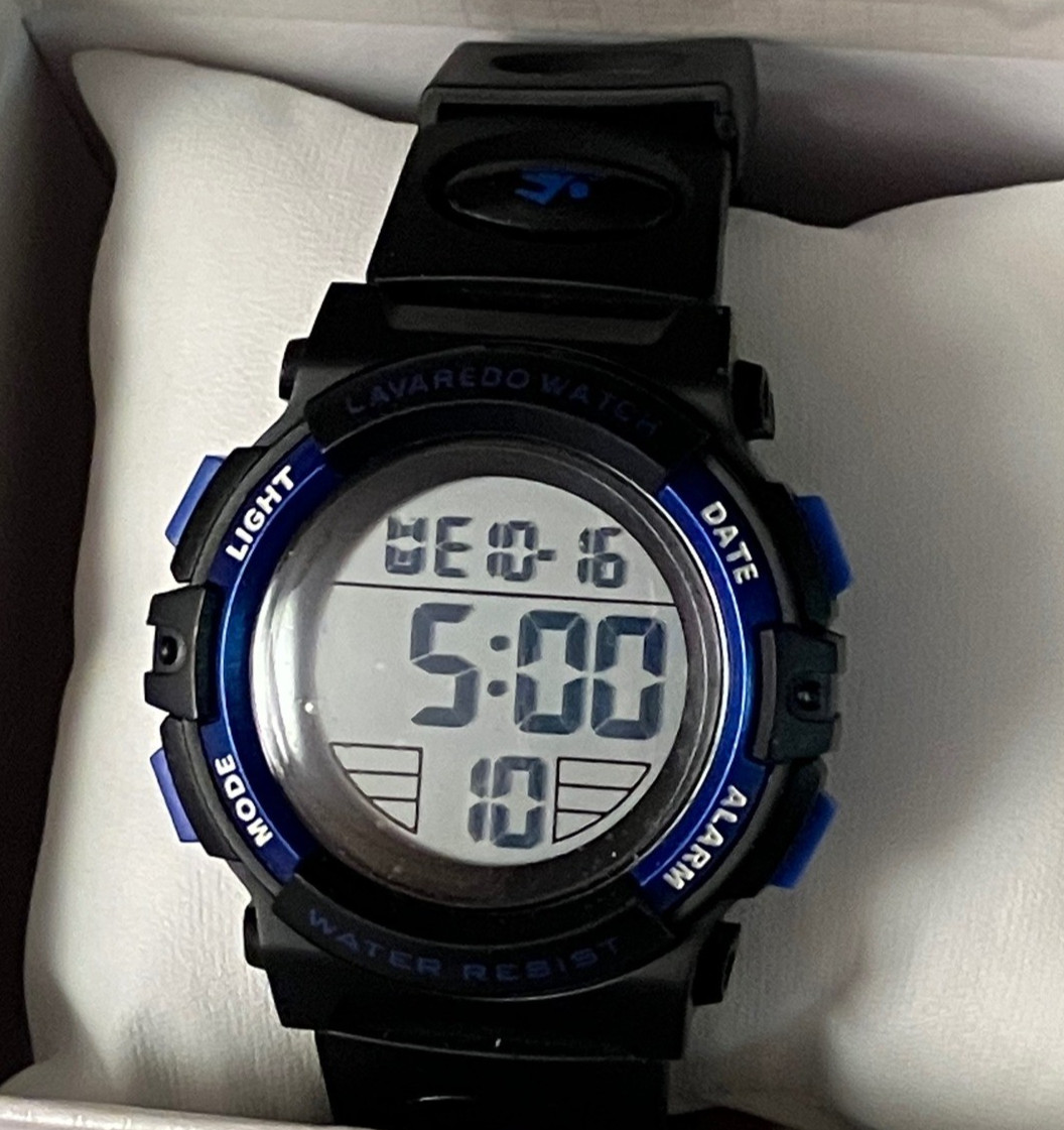 Lavaredo Sports Watch Black Blue Digital Water Resistant