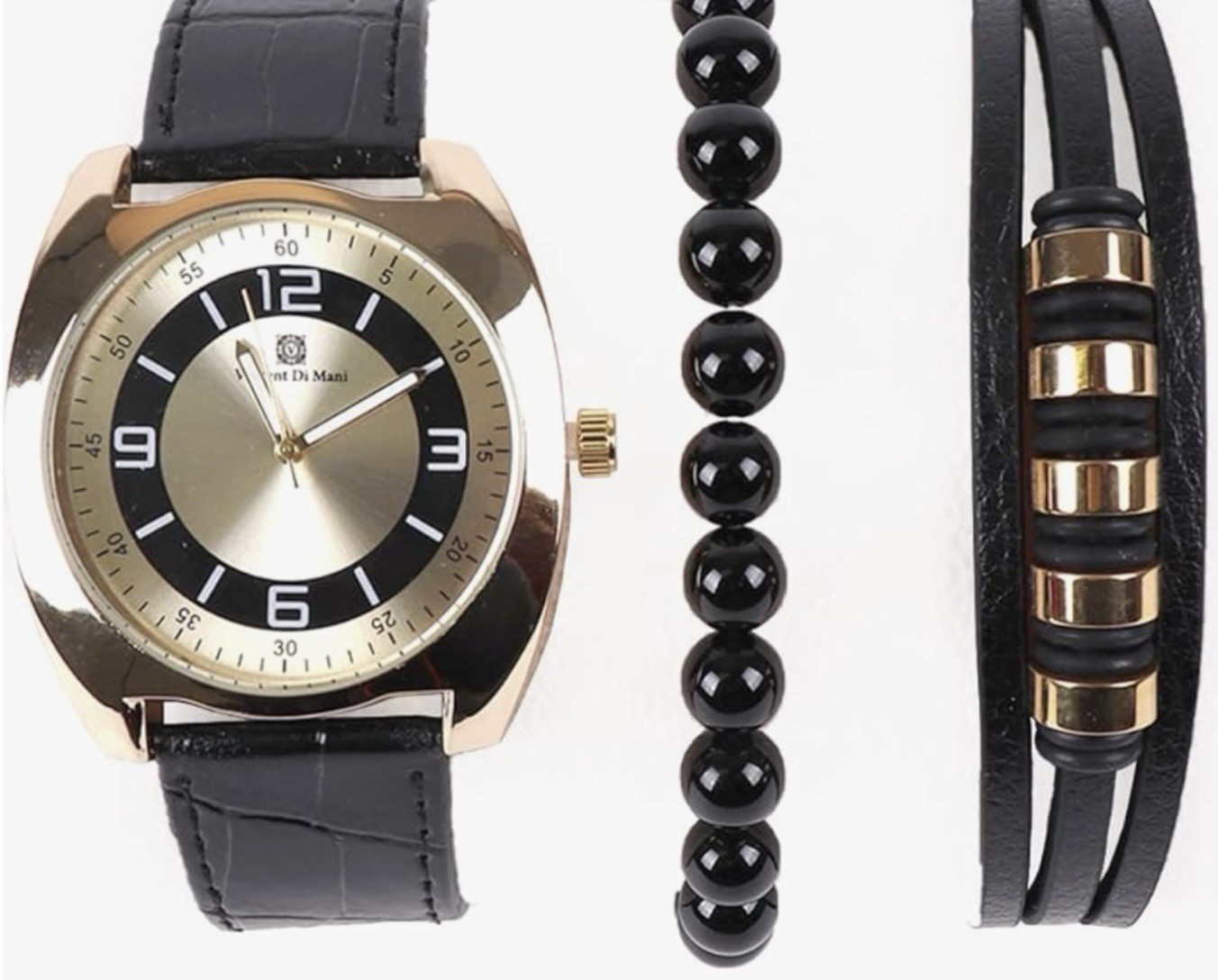 Men’s Stylish Watch & Bracelets Set With Anchor Designs Gift For Him
