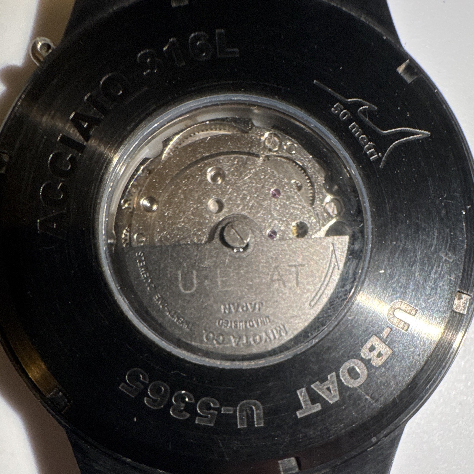 U-BOAT U-53 Automatic Self-Winding Date White Dial Black Steel 50m Leather