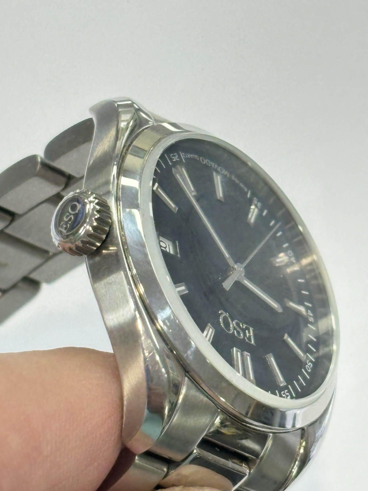 MINT ESQ by Movado ES.33.1.14.5573 Black Dial Quartz 38mm Date Watch NEW BATTERY