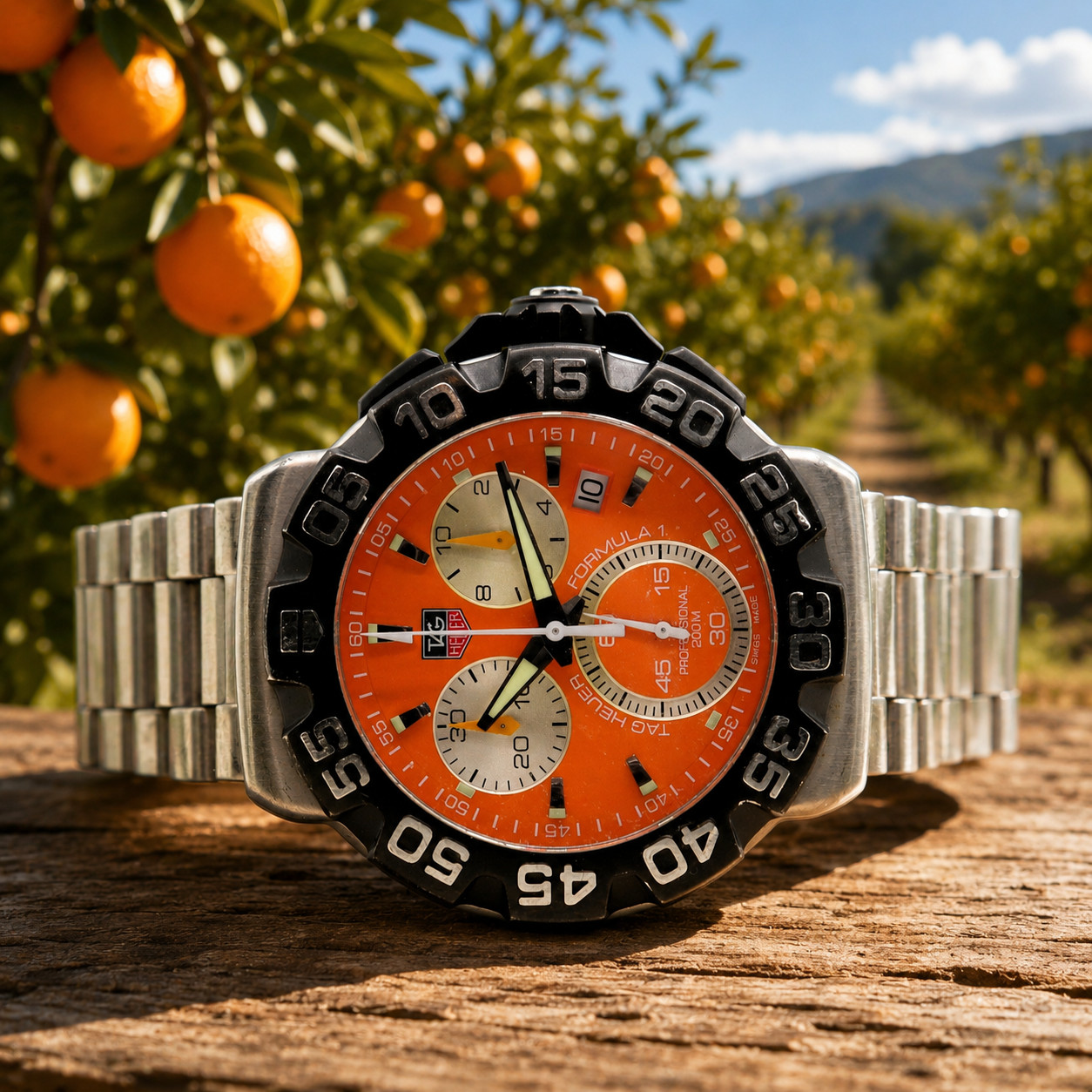 Tag Heuer Formula 1 orange chrono watch just serviced 1 year warranty full set