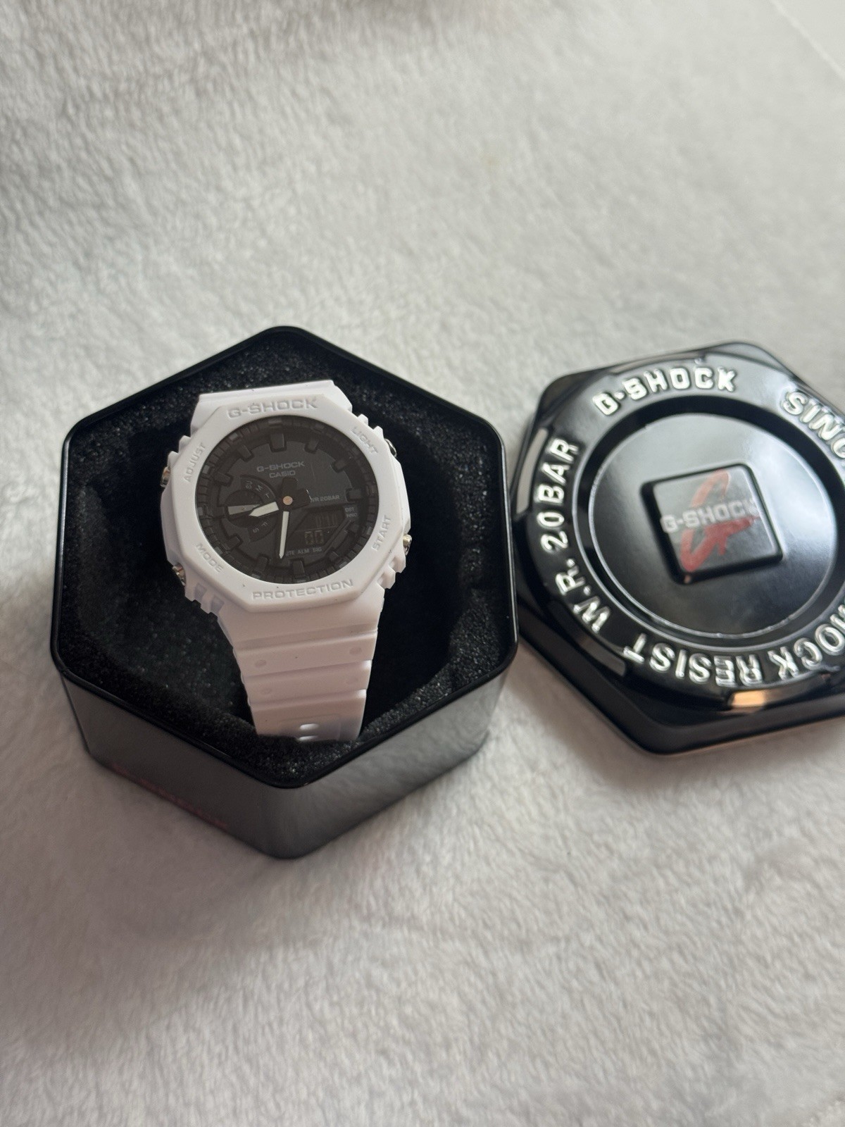 Casio G-Shock GA2100-7A Men’s White Band Black Dial Watch