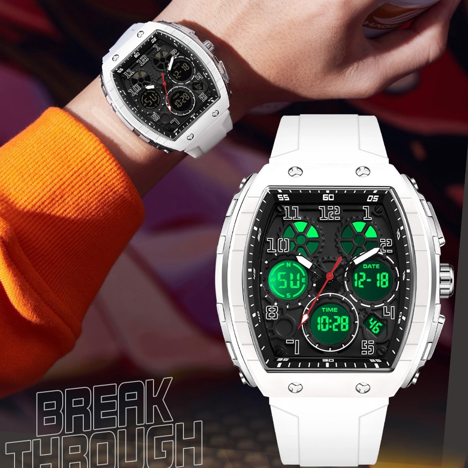 findtime Men’s Digital Analog Dual Time Waterproof Wristwatch