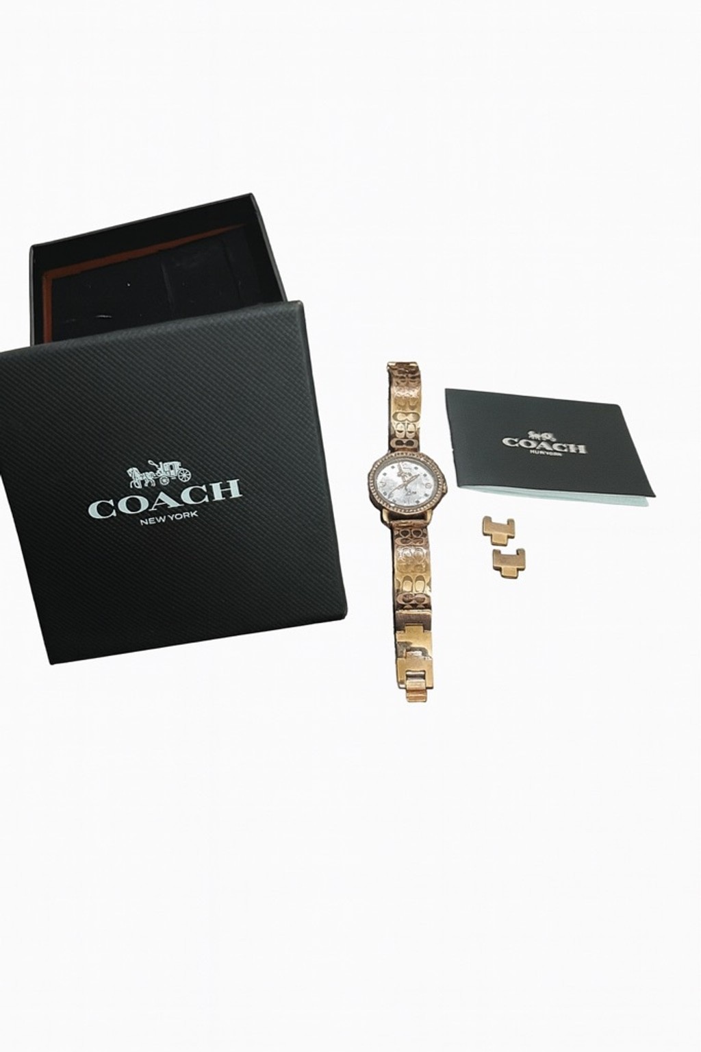 Women’s Coach One Size Rose Gold & White Crystal Bezel Watch