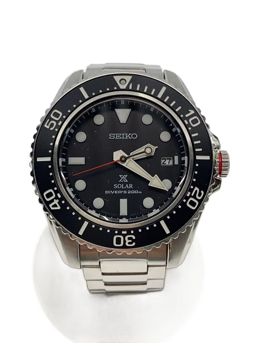 SEIKO Solar Watch Analog Stainless BLK SLV V157 0DP0