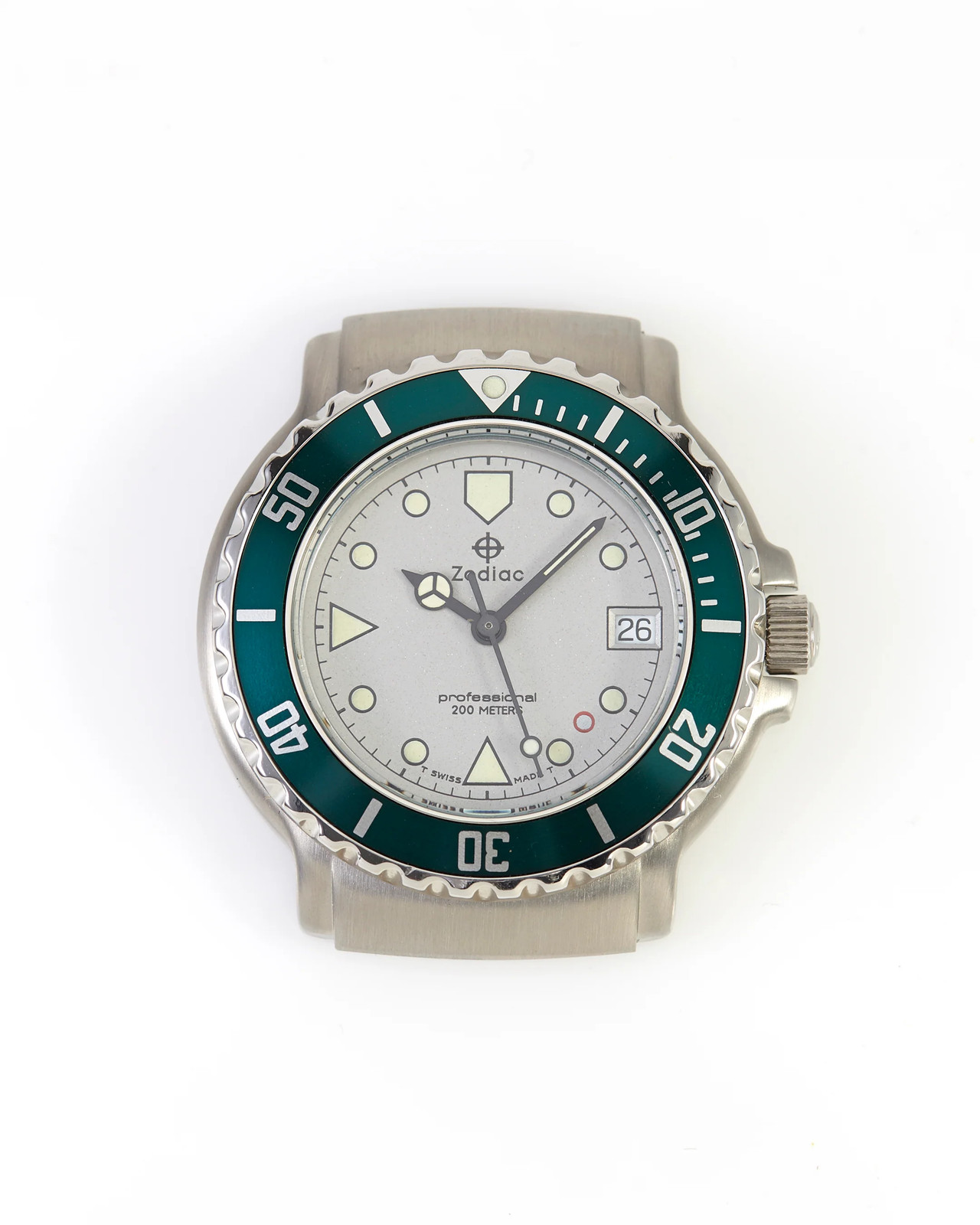 Zodiac Rare NOS 36mm Professional 200m Diving Watch Head with Green Bezel