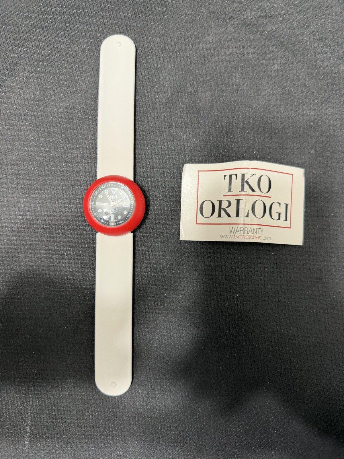 TKO Orlogi Red White Silicone Slapper Watch Warranty Card – No Box