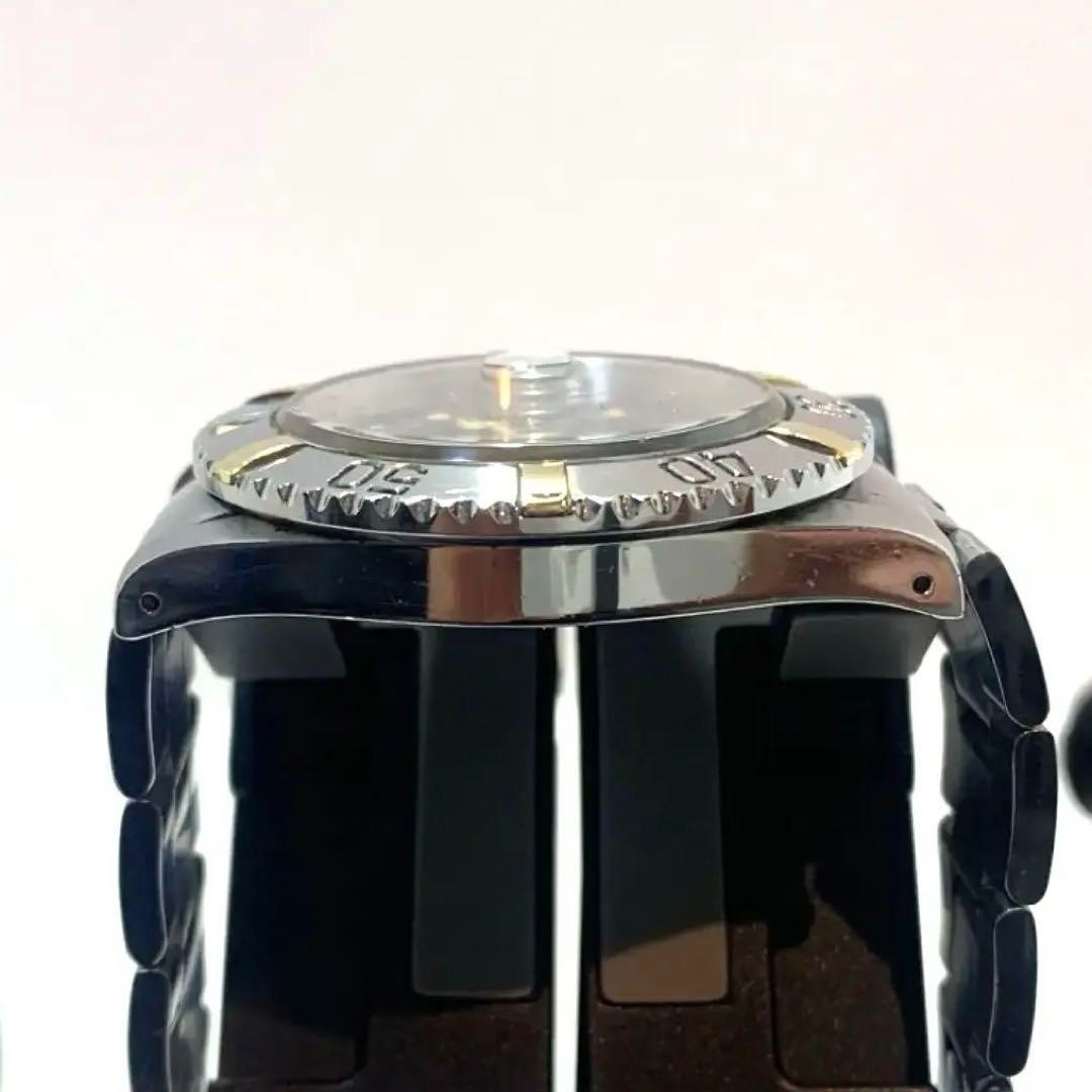 TECHNOS Quartz SUPER DIVER 200m Black Dial Water Resistant 20ATM Used Watch
