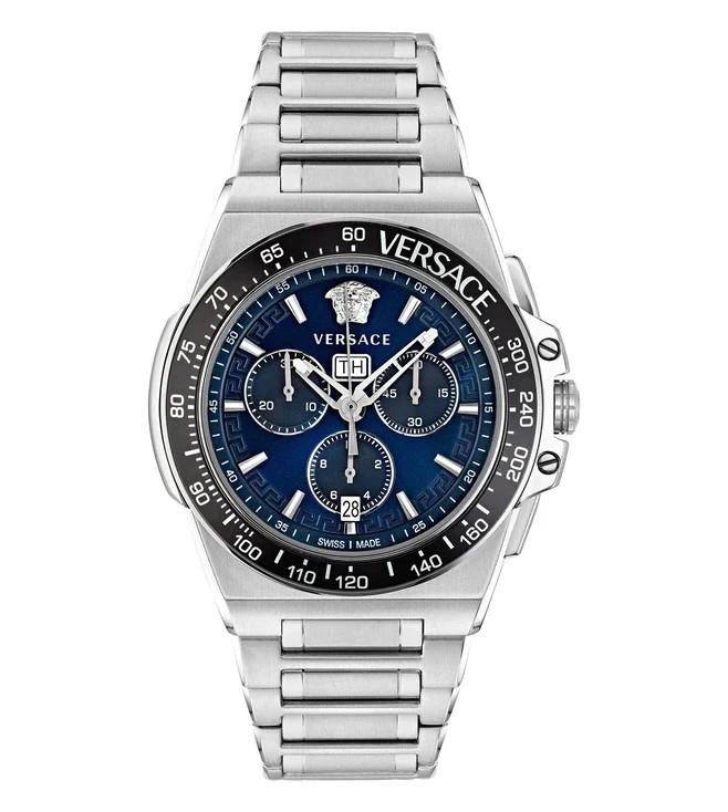 Versace Greca Extreme Chronograph VE7H00423 Blue Dial Swiss Quartz 45mm Sapphire