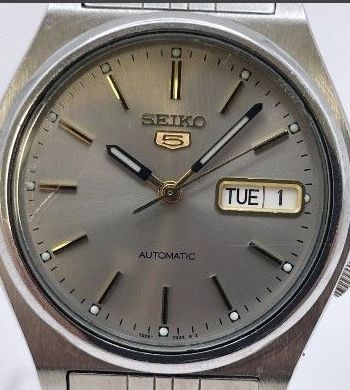 SEIKO 5 7S26 3170 Automatic Analog Round Silver Men’s Watch Working Used