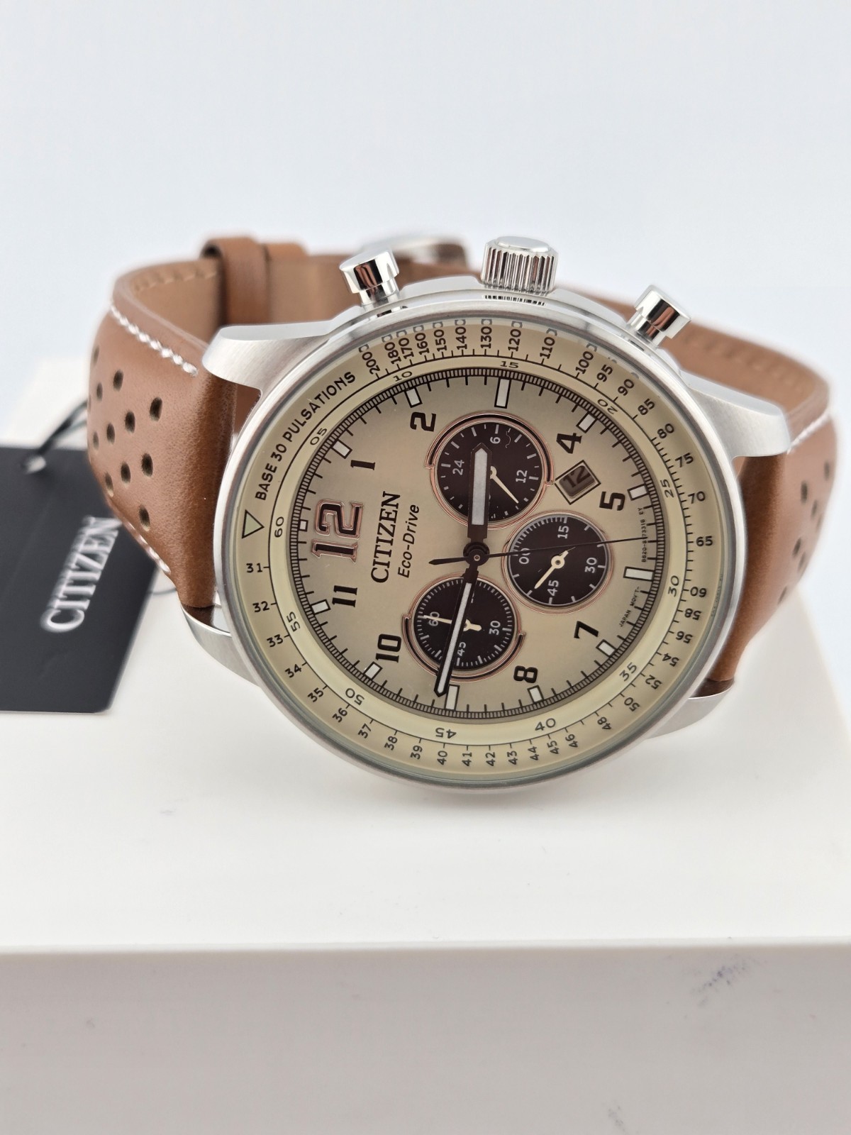 NEW Citizen Men’s CA4500-08X Eco-Drive Chronograph Stainless Steel Leather Watch