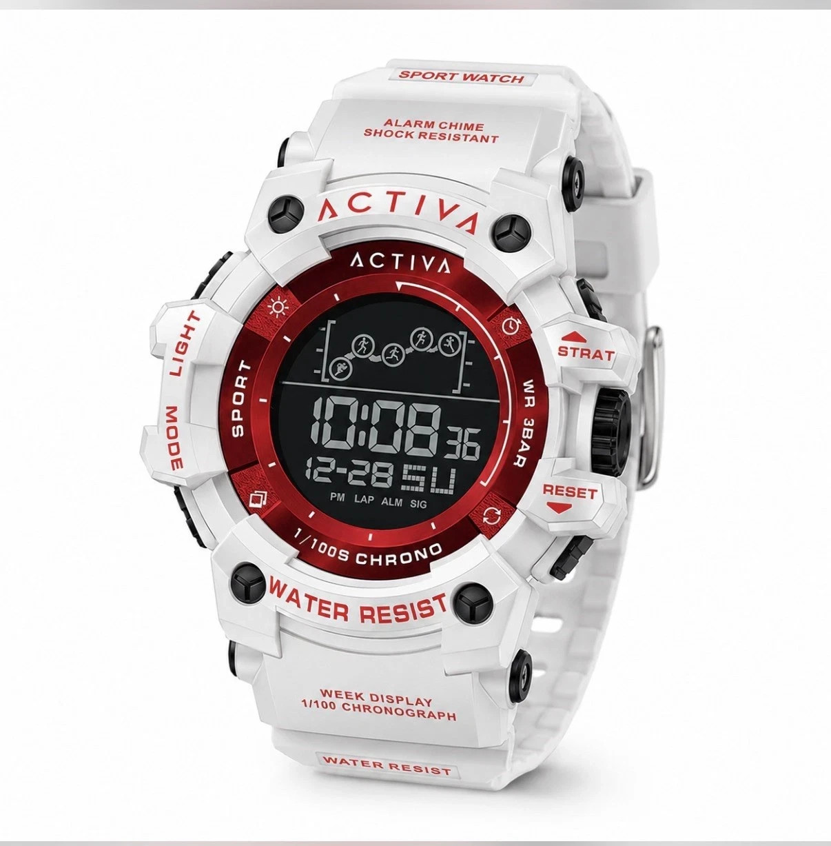 Activa Summit X Invicta Unisex Digital Watch 50mm. White/Red (ACW8082-016) NIB