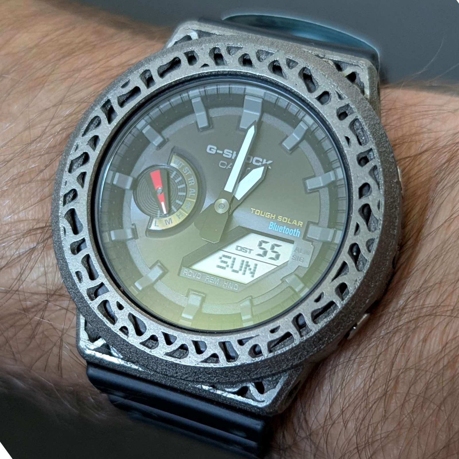 Ti64 Titanium 3D Printed Bezel Cover for Casio G-Shock GA-2100 Watch Mod Limited