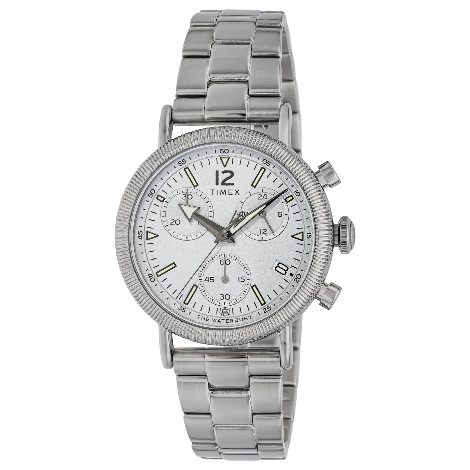 Timex TW2W20900 Waterbury Standard Coin Edge Men’s Wristwatch, Silver, white