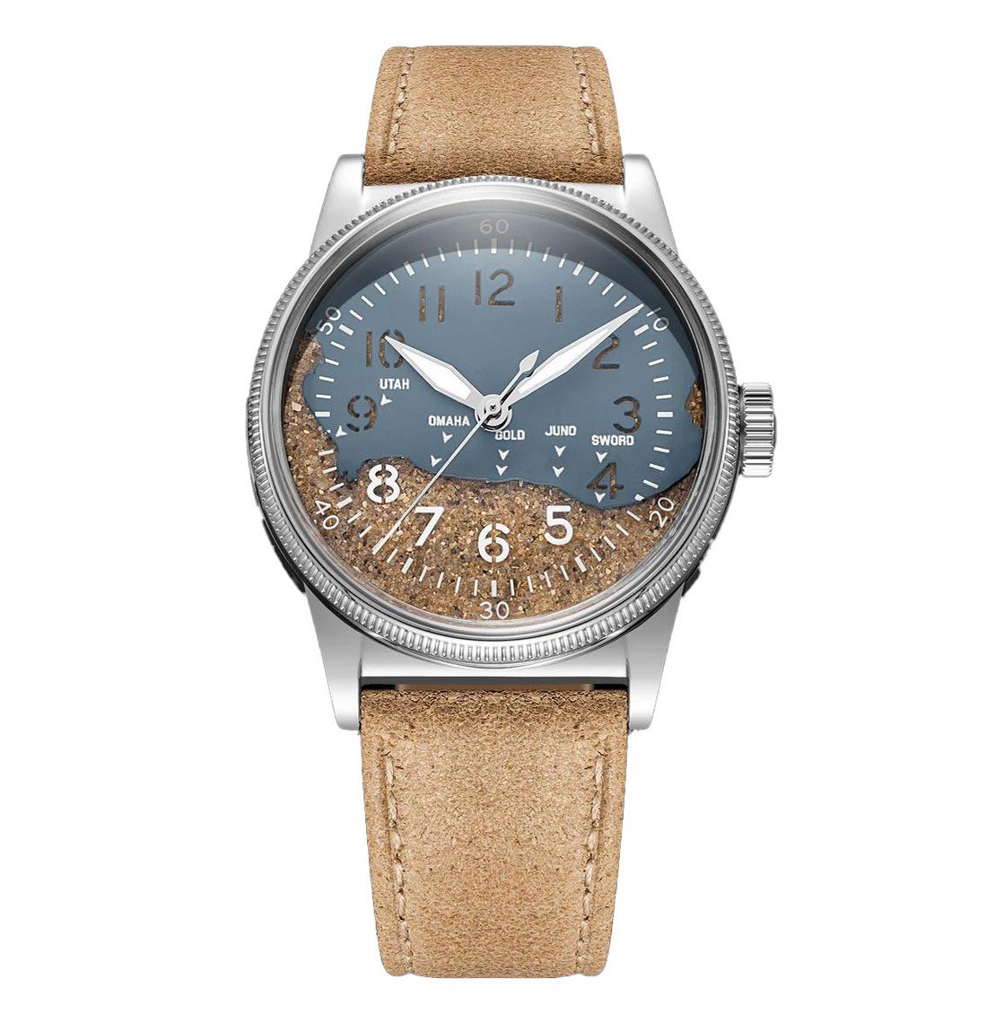 Praesidus Utah Beach Automatic Steel Sand Blue Leather Military Men’s Watch