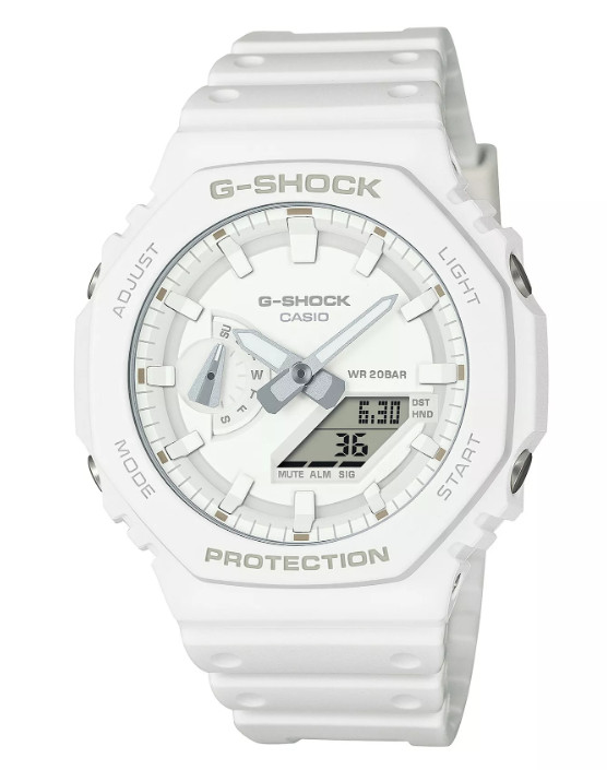 Casio G-Shock Analog/Digital White Resin White Dial Watch GA-2100-7A7