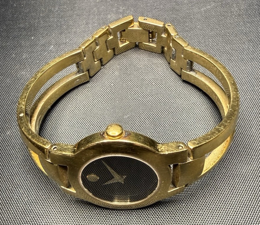 MOVADO WOMENS AMOROSA GOLD TONE BLACK DIAL SWISS MADE WRIST WATCH 88 E4 1842